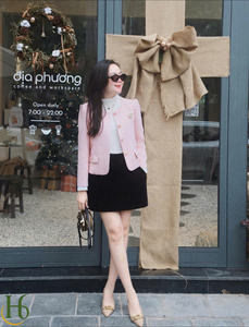 Chaqueta de Tweed de Alta Calidad para Mujer, Hecha en Vietnam, Antiarrugas, Estilo Elegante, Cuello Redondo, Tipo de Tela Tweed, Servicio OEM - Product Image 3