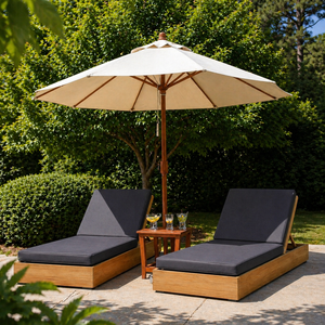 Tumbona de Madera de Teca para Exteriores, Ajustable, con Cojín, para Patio, Playa, Hotel, Resort, Piscina y Jardín - Product Image 4