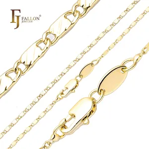 54100315 Fj Fallon Mode Sieraden Massief Slak Link Trail Gehamerd Ketting Verguld 14K Goud Messing Gebaseerd