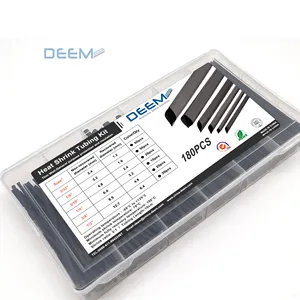 DEEM 180PCS Heat shrink tubing for Electrical wire cable wrap assortment insulation tube kits with box