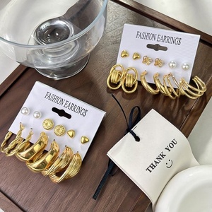 Pendientes de Moda Estilo Europeo Americano para Mujer, Diseño Geométrico Personalizado, Juego de 12 Pares de Pendientes con Dos Tarjetas - Product Image 3