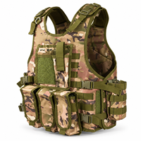 Gilet avec boucle à dégagement rapide, poches latérales, panneau auto-agrippant pour wargame, randonnée, camping, jeux de plein air