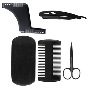 Juego de peines para barba y bigote con cepillo de cerdas, mango de plástico, herramientas prácticas para recortar, cuidar y peinar - Product Image 1