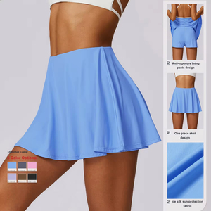 Jupe de fitness de sport taille haute anti-UV Ice-sense pour femmes jupe de protection solaire à séchage rapide pour les sports d'été bas actifs - Product Image 2