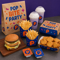 Conteneur jetable en carton personnalisé avec logo pour emballage alimentaire (burgers, tendres de poulet, frites) – Idéal pour les entreprises de livraison à emporter