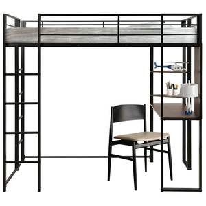 Queen Space Save Dormitory <strong>Loft</strong> Frame Bunk Metal <strong>Bed</strong> With Drawer - Product Image 2