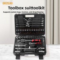 Boîte à outils multifonction en plastique Bosxi pour électricien et réparation automobile, jeu de clés à douille, design portable, rangement d'outils en plastique
