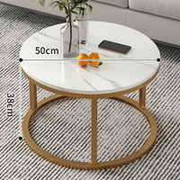 Ensemble de 2 tables basses gigognes réglables de luxe moderne, structure en métal doré, plateau en marbre noir, meubles de salon