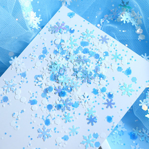 Lot de 5 sachets d'autocollants pour ongles d'hiver, flocons de neige holographiques bleus et blancs mélangés pour Noël - Product Image 5