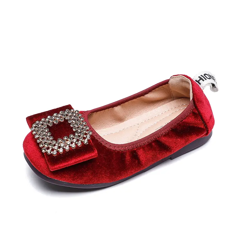 2021 New Fashion Girls Shoes Princess Kids Flat Slip-on Casual Shoes With Rhinestone School Party Show Shoe