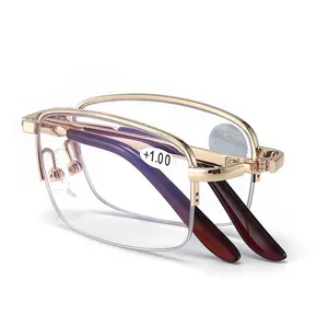 Metalen Vouwen Leesbril Opvouwbaar Presbyopie Mannen Vrouwen Ultra Light Eyewear Met Anti Blauw Licht 1.0 1.5 2.0