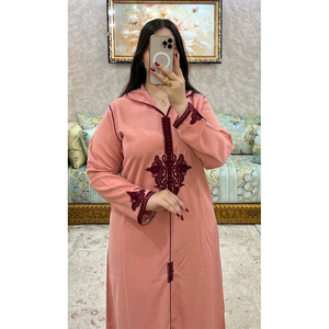 Elegante Jellaba Larga Bordada sin Costuras con Cinturón, Tela Crepé Premium, Kaftán Modesto para Verano, Otoño y Primavera - Product Image 2