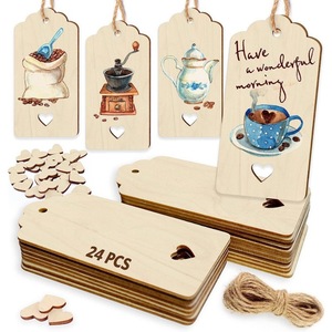 24pcs wooden unfinished label pendant, handmade wooden blank gift <b>bookmark</b>, wooden tag. - Product Image 1