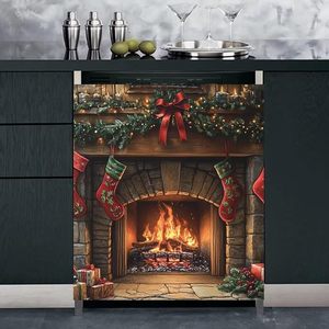 Couverture magnétique de réfrigérateur de Noël avec cardinaux, flocons de neige d'hiver, décorations de réfrigérateur, oiseaux rouges de Noël, couverture magnétique pour lave-vaisselle - Product Image 5