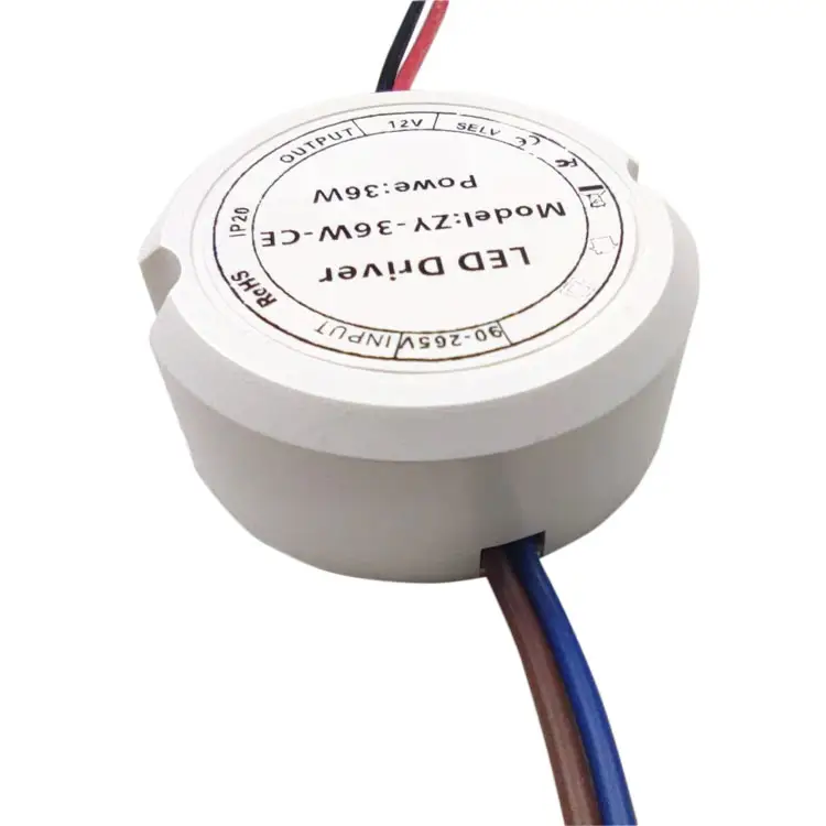 Grosir IP20 12v/24v 36w led driver ramping tubuh plastik bulat ukuran 55*22mm power supply