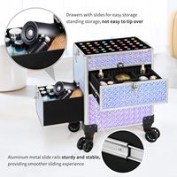 Valise à roulettes pour maquillage 4 en 1 avec tiroirs, valise à roulettes multifonctionnelle pour cosmétiques