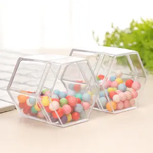 Caja de plástico transparente para embalaje de alimentos, 5cm, para dulces de boda, pequeña, cuadrada