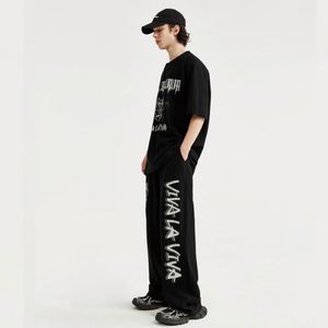 Übergroße hellbraune Herren T-Shirt Baumwolle Ela stane Polyester Jungen Modern Cut Overs ize Herren 260G Mit Print <span class=keywords><strong>Pants</strong></span> Sets - Product Image 2