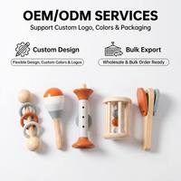 Hot Custom OEM 5/7 Pcs Montessori Wooden Musical Instrument Set Neutral Color Baby Sensory Rattle Educational Toys for Kids