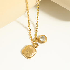 Qiuhan – collier de naissance en acier inoxydable, 12 signes d'astrologie, signe d'<span class=keywords><strong>horoscope</strong></span>, lettre du zodiaque - Product Image 3