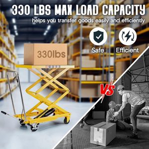 Carrello elevatore idraulico da 50 "tavolo a doppia forbice con 4 ruote antisdrucciolevoli con capacità di 330lbs piattaforma per la movimentazione dei materiali - Product Image 4