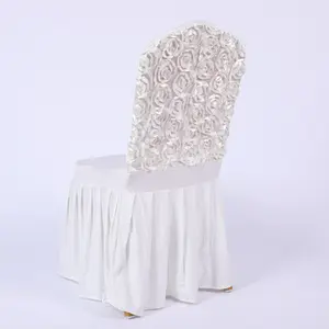 Modern Satin Solid Flower Spandex Chair Cover Banquet Wedding Decoration Stretch Multi-colors Spandex Chair Cover