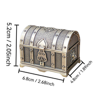 Cofre del Tesoro Pirata Vintage de Metal Joyero con Forro de Terciopelo Organizador para Anillos Pendientes Collares