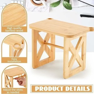 Wooden Label Holder Desktop <b>Printer</b> Stand Solid Wood Shelf For Office <b>Desk</b> Storage Rack With Roll Holder - Product Image 3