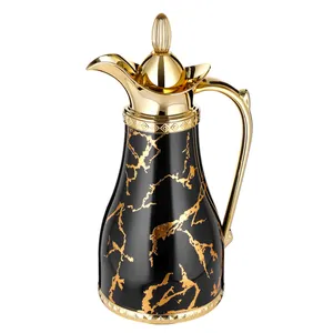 Pot de fiole de café de revêtement en verre de coquille en plastique de couleur d'or arabe de 1 L pour le Restaurant d'hôtel de café à la maison