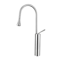 Mitigeur de lavabo sanitaire monotrou à poser, avec douchette extractible en céramique, poignée unique en acier inoxydable 34734