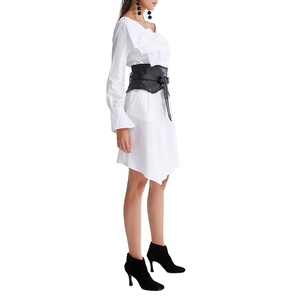 Su misura all'ingrosso delle donne increspatura causale scollo <span class=keywords><strong>a</strong></span> V con bottone verso il basso camicia <span class=keywords><strong>a</strong></span> <span class=keywords><strong>vita</strong></span> <span class=keywords><strong>alta</strong></span> vestito Cosplay Costume con corsetto cintura in <span class=keywords><strong>vita</strong></span> - Product Image 3