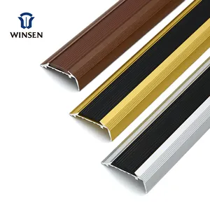 Rubber Strip Stair Nosing Aluminum Step Edge Anti-Slip Strip Rubber Insert Bullnose Stair Nose Trim Matt Silver Black Commercial Aluminum Stair Nosing