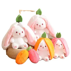 Wholesale Creative Cute Strawberry Carrot Transformed Rabbit Small Fruit Doll Soft Cotton Plush Toy Eco-Friendly PP Filling