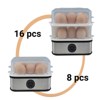 Pengukus telur Mini kotak pintar, alat dapur pengukus listrik 8 telur rebus cepat lapisan tunggal otomatis untuk peralatan dapur