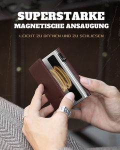 Portefeuille en cuir et aluminium à trois volets THUMBS-UP pour homme, motif litchi <span class=keywords><strong>violet</strong></span>, avec 10 emplacements pour cartes, protection RFID, poche à monnaie et fermeture magnétique - Product Image 4