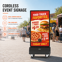 Affichage extérieur double face portable 2000 nits, écran IPS, batterie 120 Ah, étanche IP65, kiosque Android 14