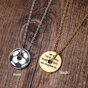 Collier pendentif de mode pour femme, bijoux fins, collier en acier inoxydable, collier en résine avec ballon de football - Product Image 2
