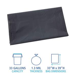 ถุงขยะอุตสาหกรรมสีเทาขนาด 33 แกลลอน หนา 1.3 มิล ยี่ห้อบอร์ดวอล์ค ขนาด 33 x 39 นิ้ว บรรจุ 100 ใบ/กล่อง ถุงขยะสำหรับใช้ในครัวเรือนแบบความหนาแน่นต่ำ - Product Image 3