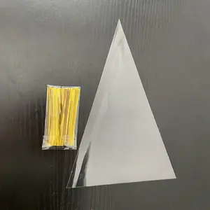 사용자 정의 로고 클리어 팝콘 삼각형 셀로판 포장 밀봉 가능 헤너 마일라 캔디 스위트 콘 모양의 비닐 봉투