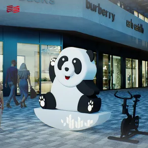 Patung luar ruangan Panda, patung lanskap luar ruangan orangtua-anak instalasi interaktif komersial persegi