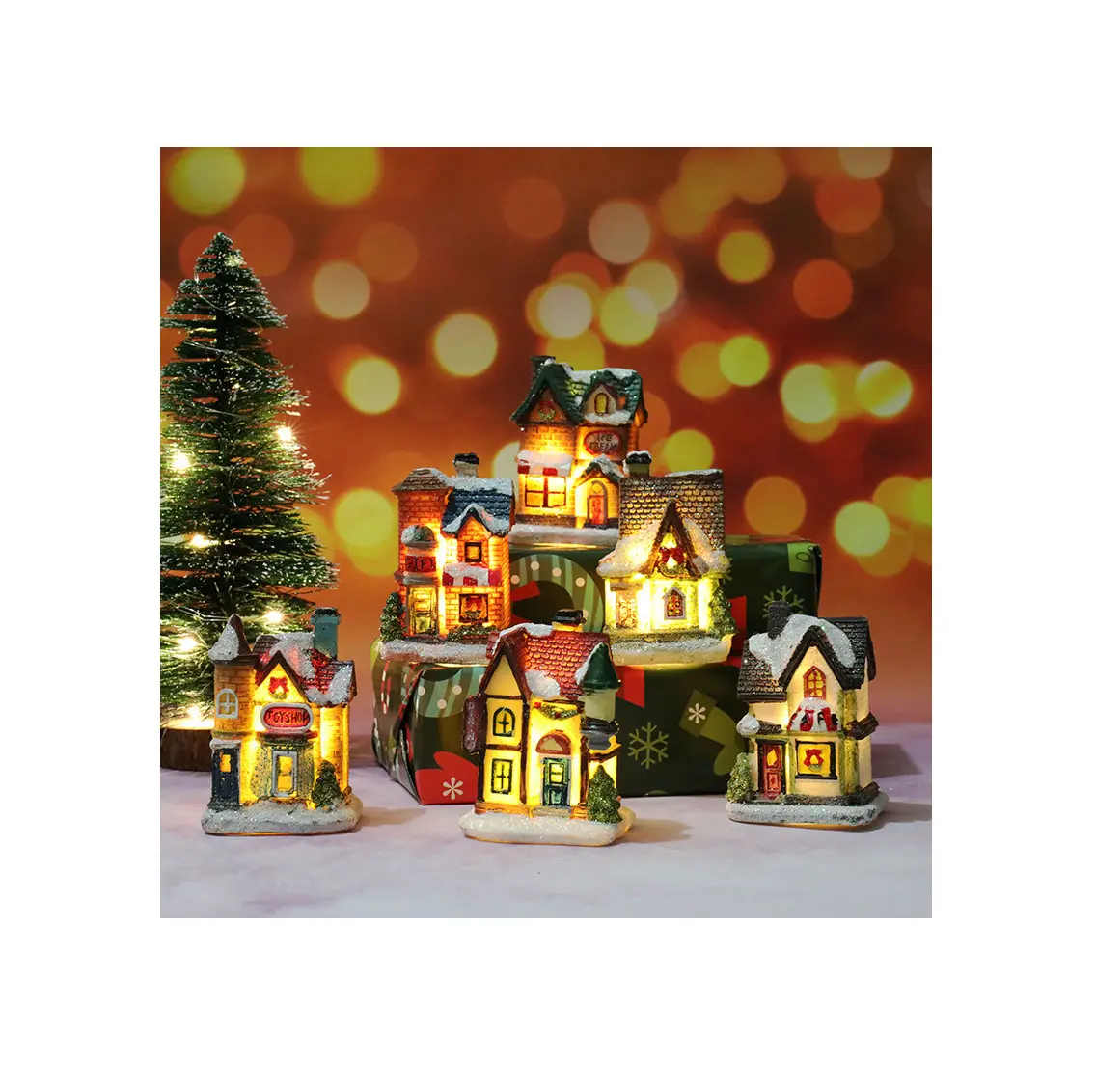 Neujahr 2024 Frohe Weihnachten Dekorationen für Zuhause Weihnachten Led Light House