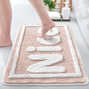 High quality comfort Shaggy Microfiber Bathroom absorbent Mat Non Slip Printed Door Mats washable bath Floor Rug