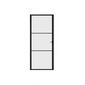 Porta Interna in Alluminio con Vetro ESG Nero 32.7x79.3 Pollici, Design Minimalista, Isolamento Acustico, Apertura Manuale - Product Image 1