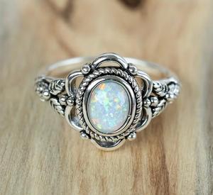 Natural <b>Opal</b> Oval <b>Ring</b> in 925 Sterling Silver | 8x6 MM Genuine <b>Opal</b> Gemstone <b>Ring</b> | Handmade Fine Jewelry | 2.90g - Product Image 2