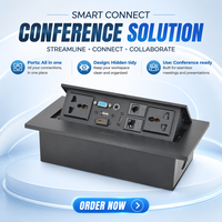 Solución de Energía Eficiente, Enchufe de Mesa IP44 con 2 Tomas de Corriente, Puertos USB A y C para Datos Cat6, Diseño Emergente, 10A, Uso Comercial