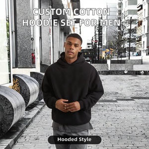 Conjunto de Sudadera con Capucha y Pantalones de Felpa Personalizados, Unisex, Estilo Vintage, para Invierno, con Logotipo, 100% Algodón, 200g, Impresión de Silicona, Superventas - Product Image 2