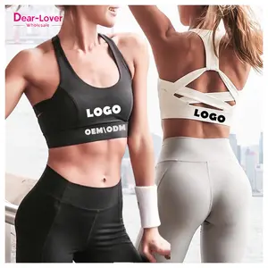 Dear-Lover Custom Logo Fashions Gym Fitness Workout Bras Tops High Impact Backless Athletic Push Up Sports Bra For Women