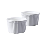 Plat à soufflé rond en céramique blanche traditionnelle, 10 cm, pour la cuisson et le service de desserts