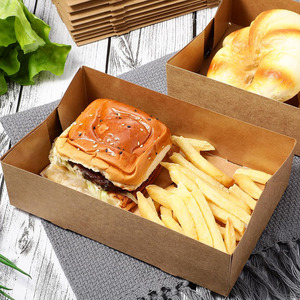 Brun Kraft Carton Plateaux Alimentaires <span class=keywords><strong>4</strong></span> Coin Pop up Jetable Pliable Film Nuit Snack Partie Conteneur Boîte En Carton pour La Nourriture - Product Image 5