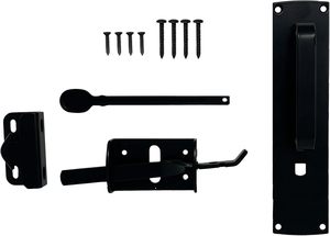 Kit de <span class=keywords><strong>loquet</strong></span> à pêne dormant haute sécurité, serrure de portail robuste avec poignée pour portails en bois/métal, finition noire - Product Image 2